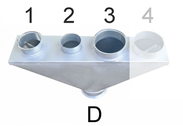 Sammler mit 3 Rohr- oder Schlauchanschlüssen