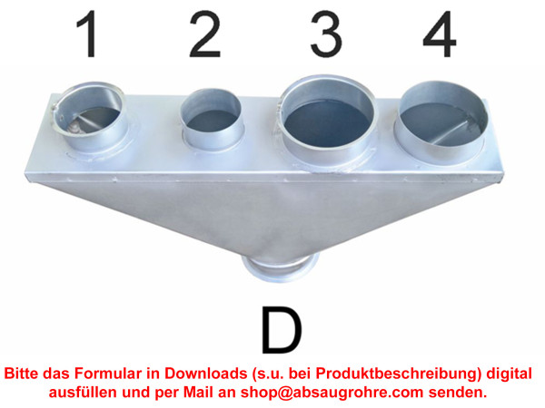 Sammler mit 4 Rohr- oder Schlauchanschlüssen