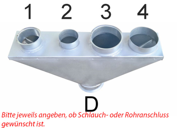 Sammler mit 4 Rohr- oder Schlauchanschlüssen